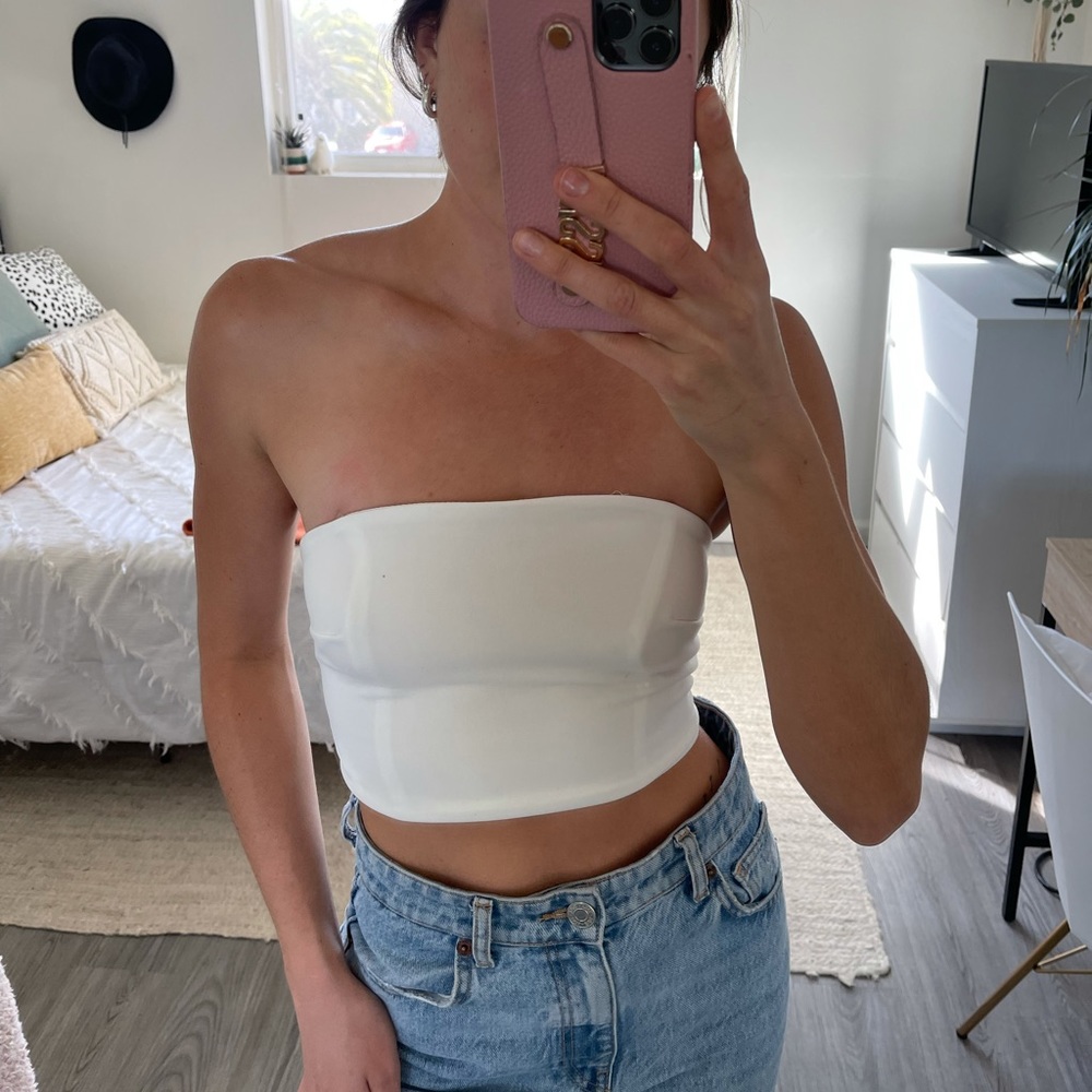 Princess Polly white corset lace up tube top